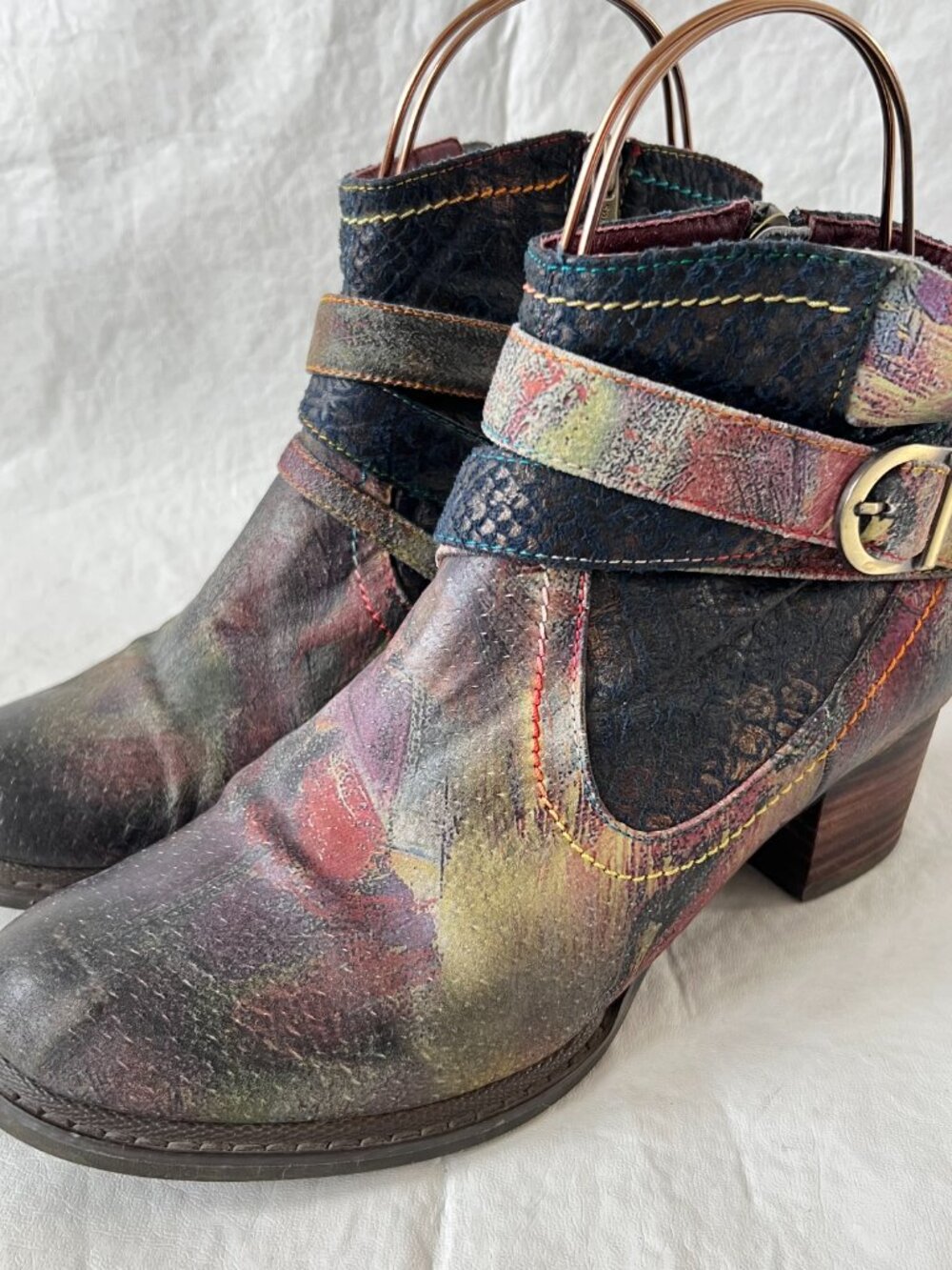 L'artiste Spring Step Shazzam boots 38 7.5 8 colorful rainbow block heel zip up - Picture 3 of 15